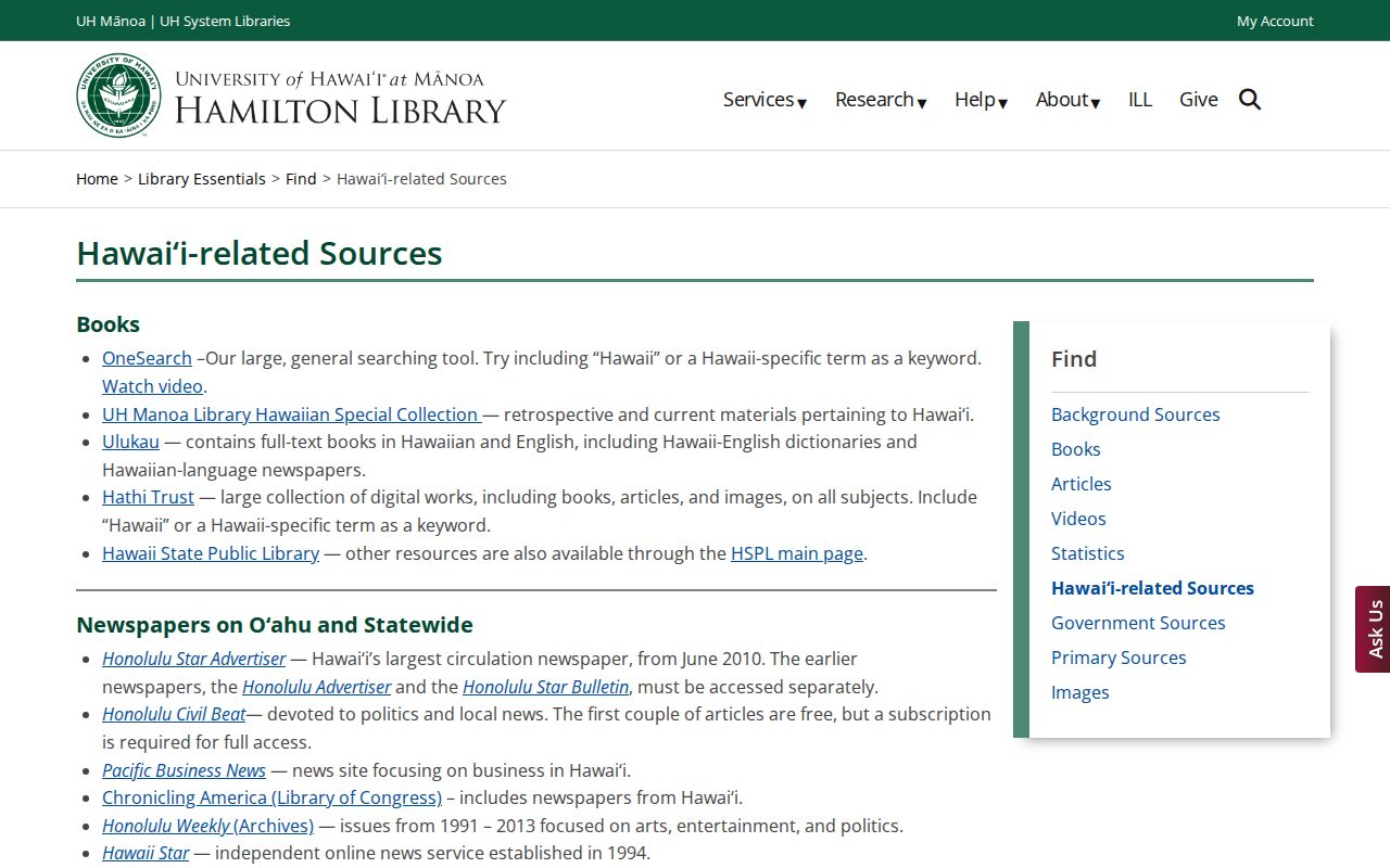 UH Hawaii-related research indexes supporting East Honolulu city directory work