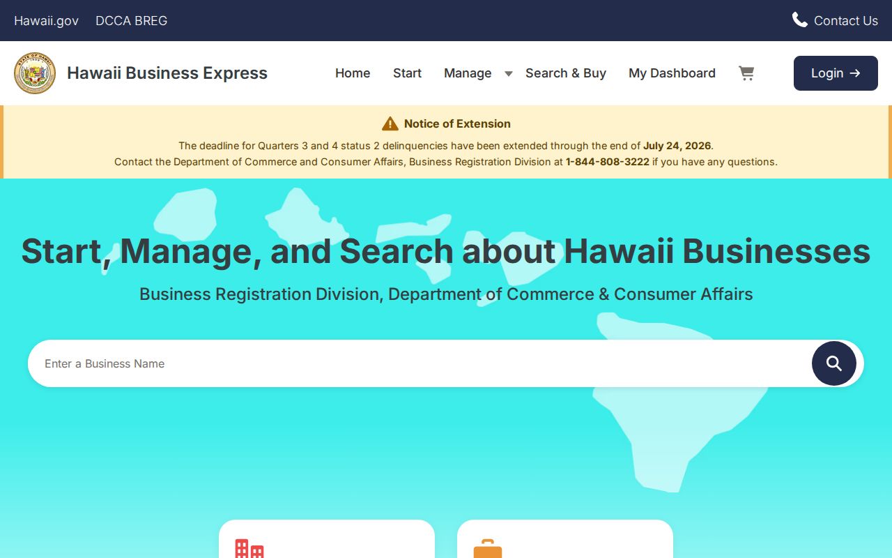 Official Hawaii business portal used to verify East Honolulu entity records