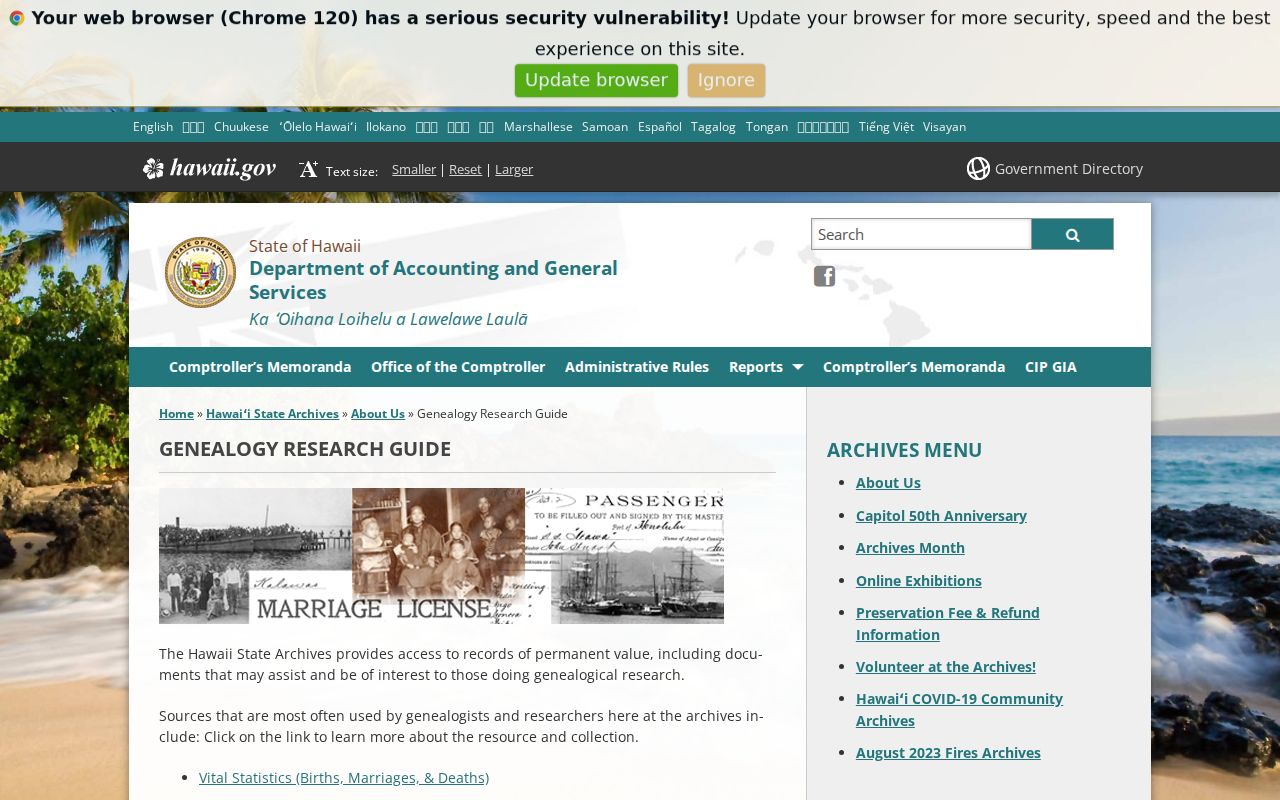 Hawaii State Archives genealogy routes for historical East Honolulu resident research