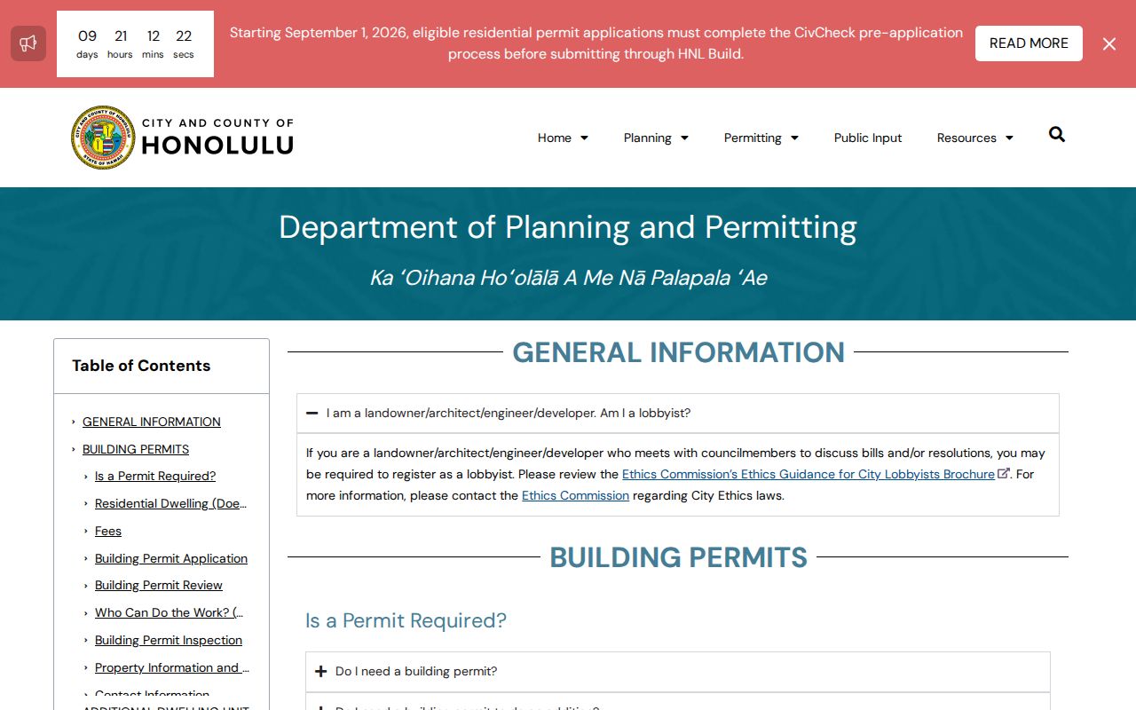 Honolulu DPP guidance for East Honolulu address and permit searches